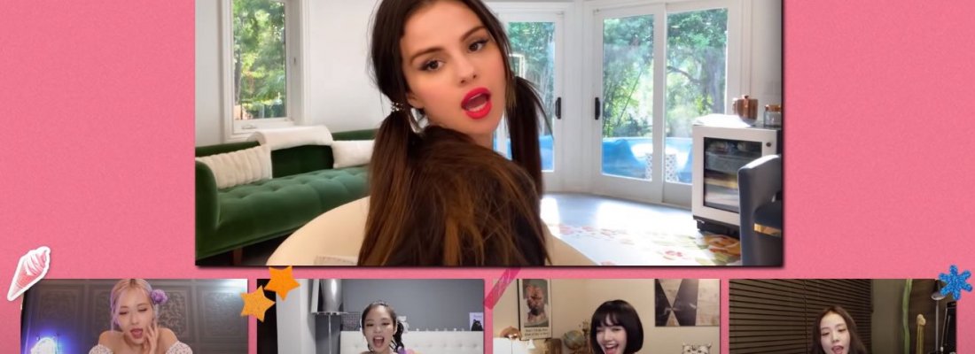 Selena Gomez e Blackpink em chamada de vídeo