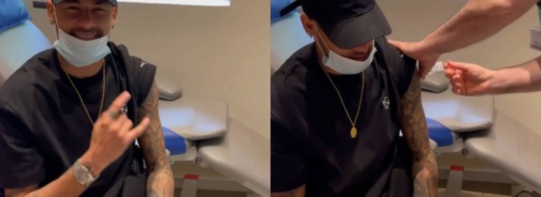 Aos 29 anos, Neymar recebe a primeira dose de vacina contra a Covid-19